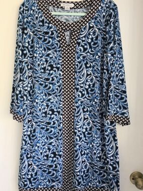 Liz Claiborne Blue Patterned Shift Dress Xl